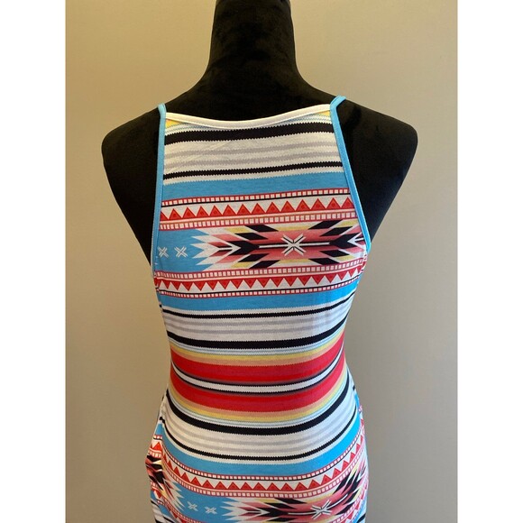 Maxi Dress Southwestern Spaghetti Strap Aztec Size Small T Shirt Fabric  Pockets - Picture 5 of 8